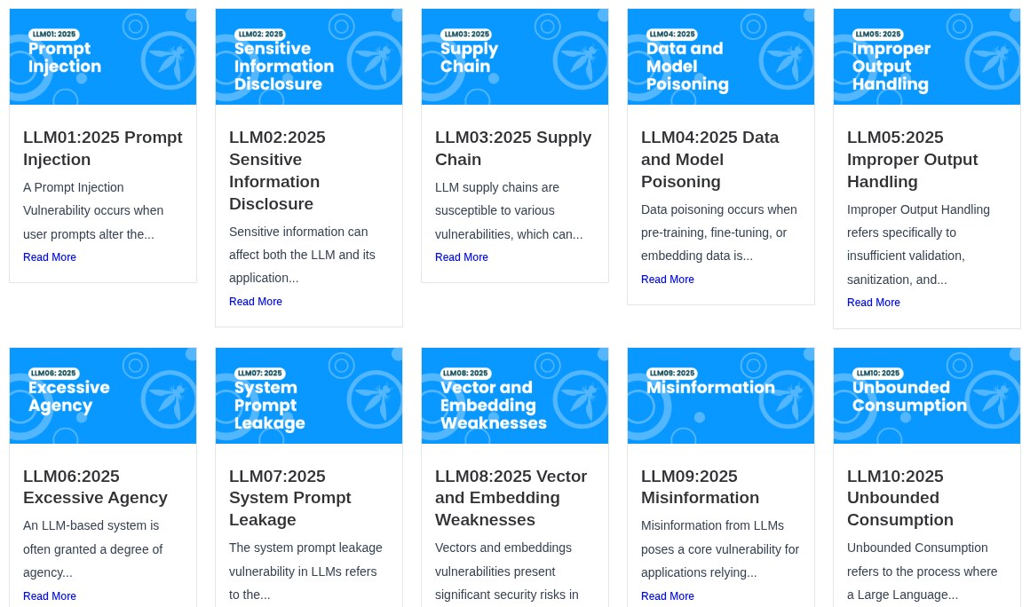 فهرست OWASP Top 10 برای برنامه‌های LLM نسخهٔ ۲۰۲۵